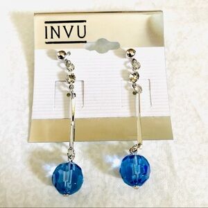 INVU Periwinkle Beaded Crystal Dangling Earrings